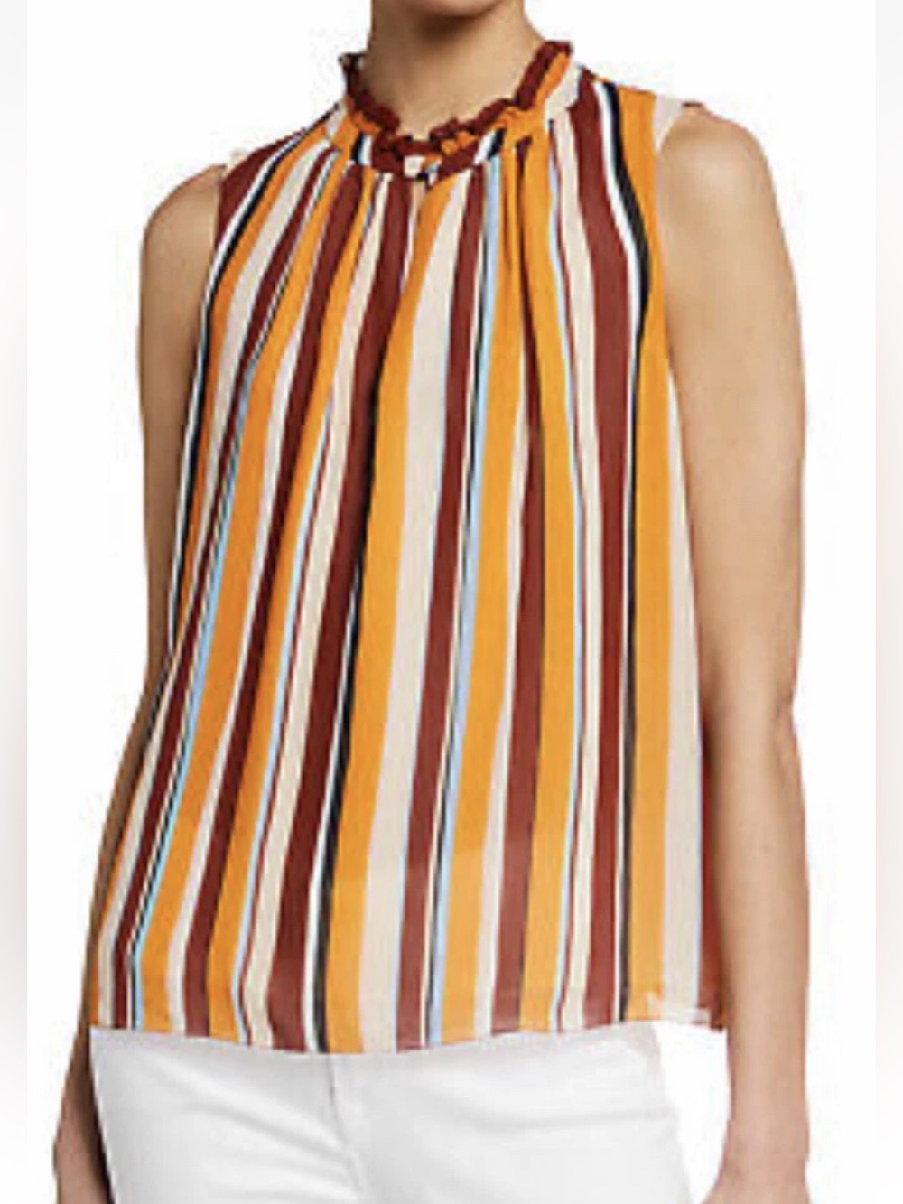 FRAME Silk Striped Sleeveless Top in Sunrise Multi